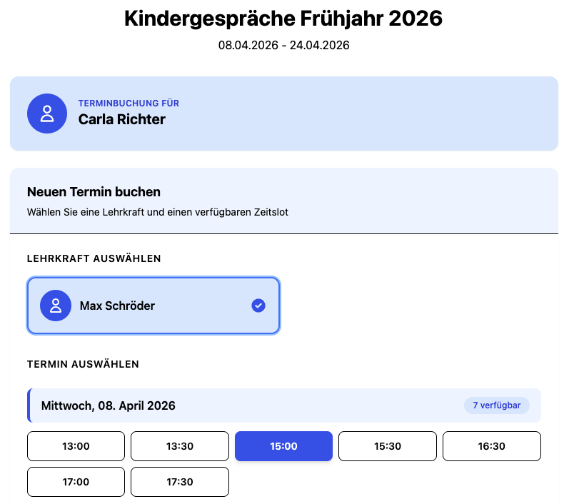 Eltern Terminbuchung Mobile - Smartphone-optimiert