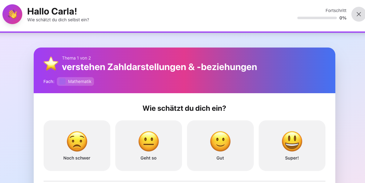 Gesprächsthemen Self-Assessment - Eltern und Kind bereiten vor