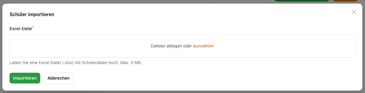 Excel-Import - Schülerdaten importieren