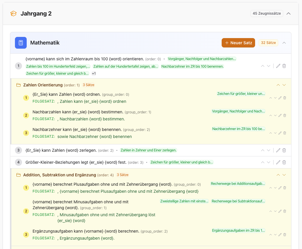 Kompetenzermittlung mit Fächer-Übersicht