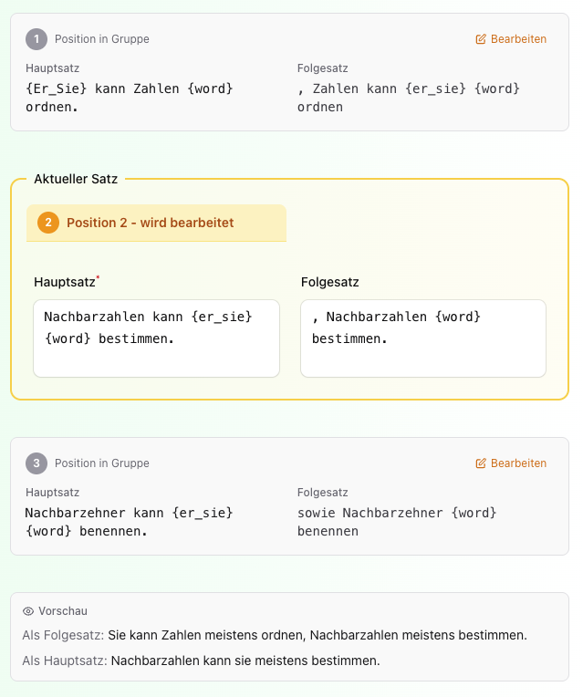 Satzgruppen mit Platzhaltern - Hauptsatz und Folgesatz